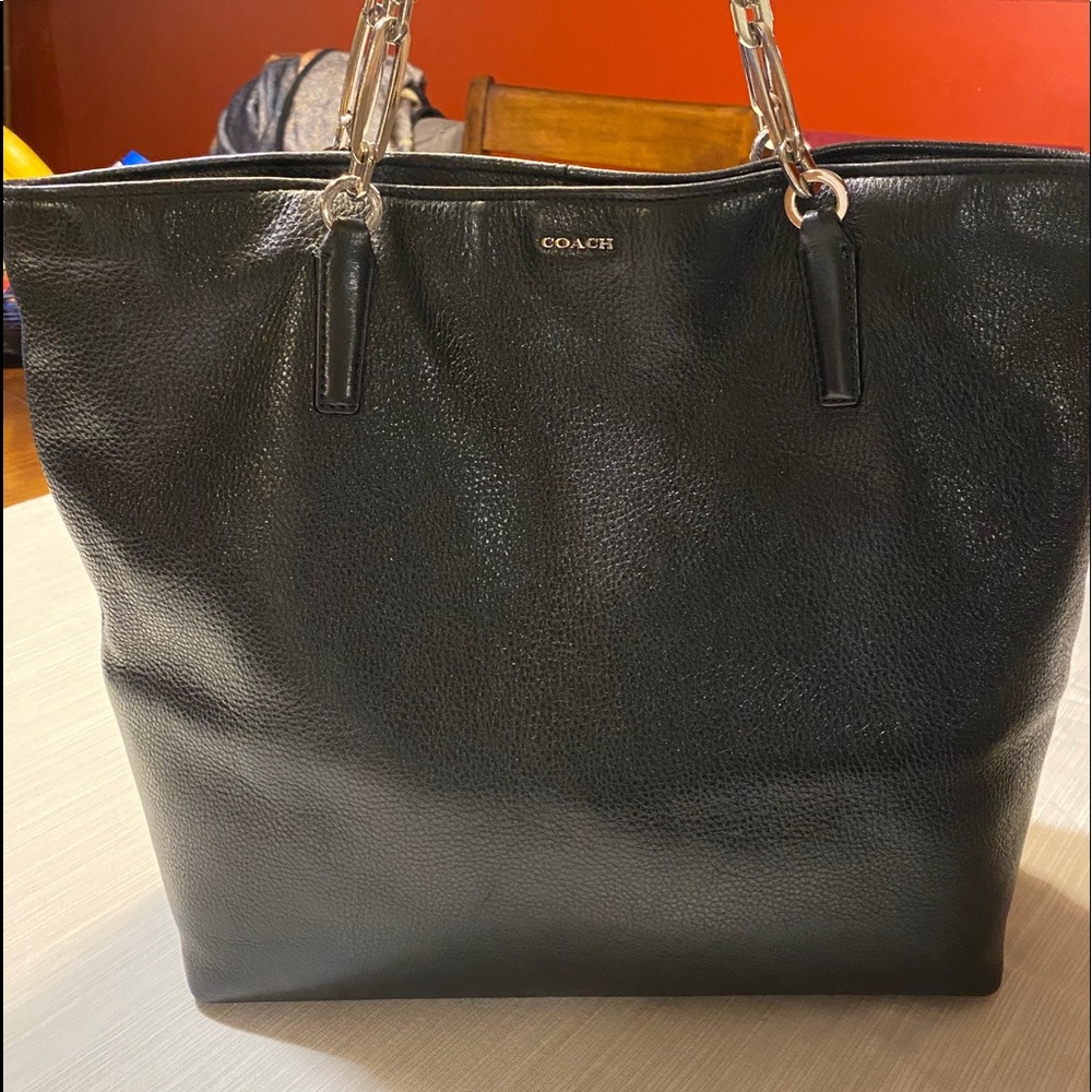 COACH Black Leather Shoulder Tote Bag Purse - Picture 10 of 11